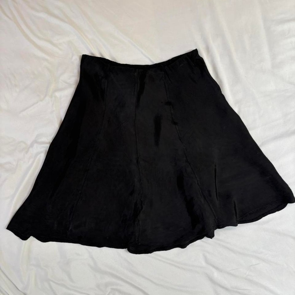 Black Satin Skirt Cargo Pockets Scee TwinSet Grunge Emo WhimsyGoth S/M - Picture 6 of 7